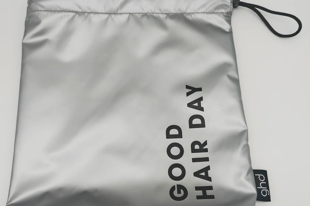 Custom drawstring pouch with branded details