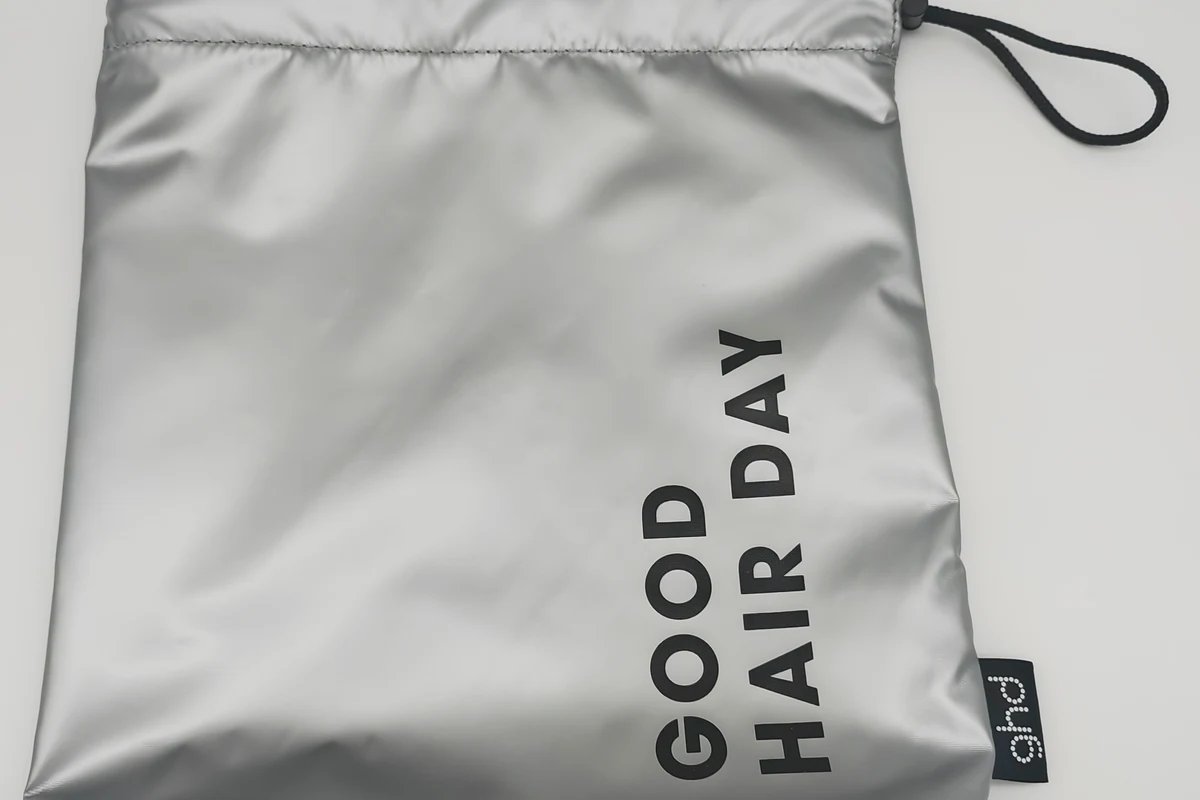 Custom drawstring pouch with branded details